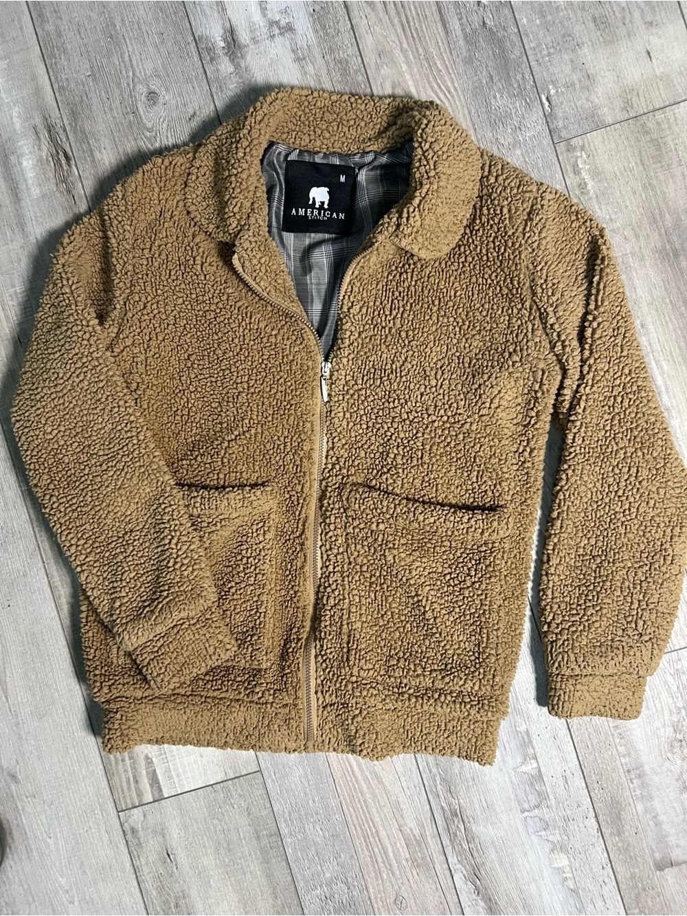 American Stitch Men's Camel Sherpa Zip Jacket